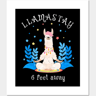 Llamastay 6 Feet Away Llama Yoga Social Distancing Posters and Art